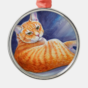 Tigg the Orange Tabby Cat Metal Ornament