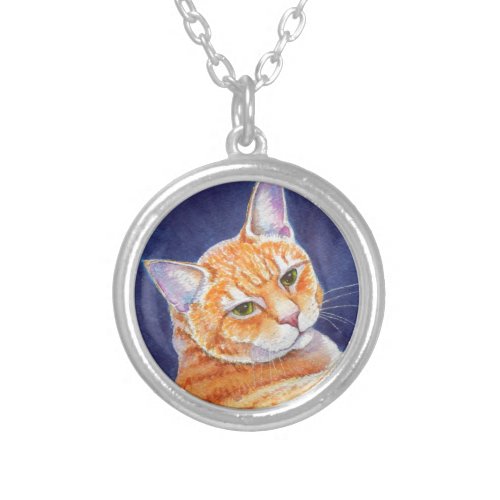 Tigg the Orange Tabby Cat Silver Plated Necklace