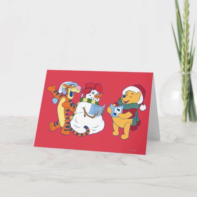 Tigger and Pooh Carolling Holiday Card (Front)