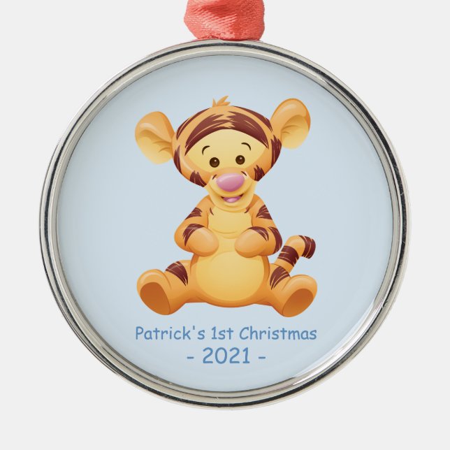 Tigger | Baby's First Christmas Add Your Name Cera Metal Ornament (Front)