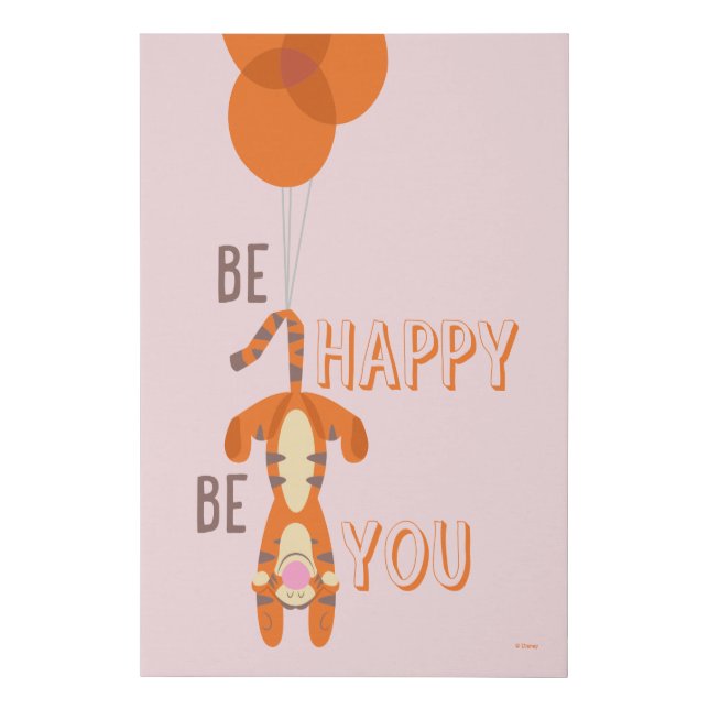 Tigger | Be Happy Be You Quote Faux Canvas Print (Front)