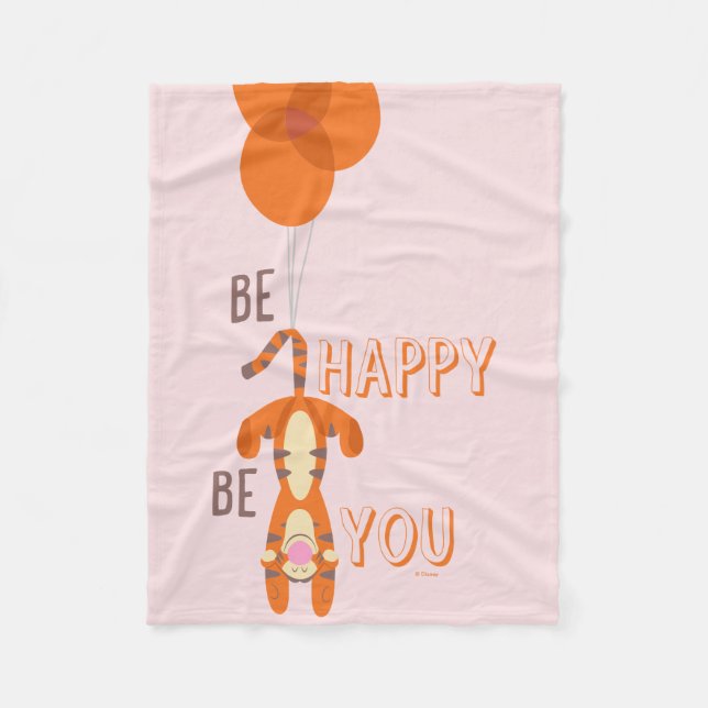 Tigger | Be Happy Be You Quote Fleece Blanket (Front)