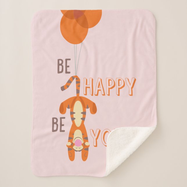 Tigger | Be Happy Be You Quote Sherpa Blanket (Front)