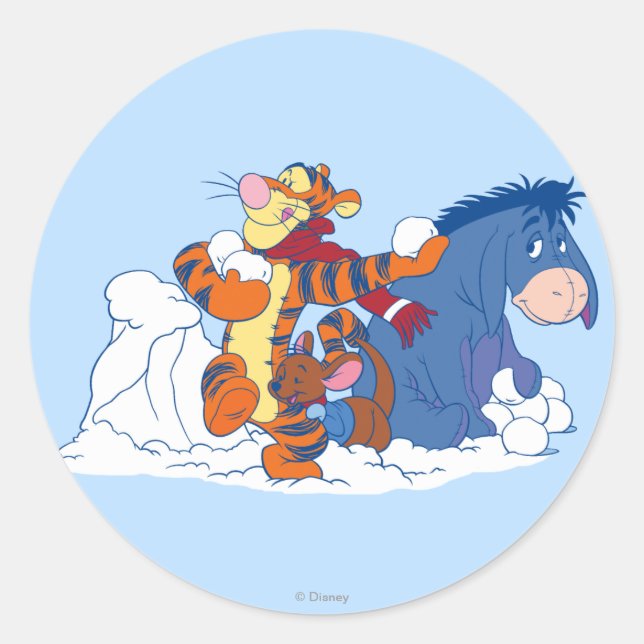 Tigger, Roo, and Eeyore Classic Round Sticker (Front)