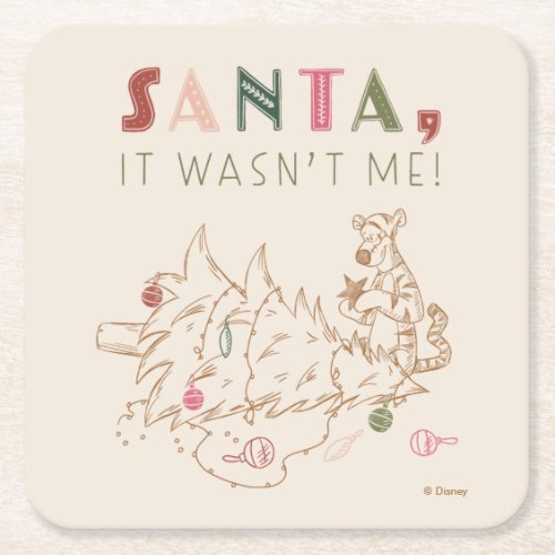 Tigger  Santa It Wasnt Me Square Paper Coaster