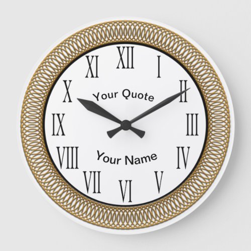 Tight Gold Spiral with vertical Roman Numerals Large Clock