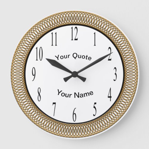 Tight Gold Spiral with vertical Standard Numbers Large Clock