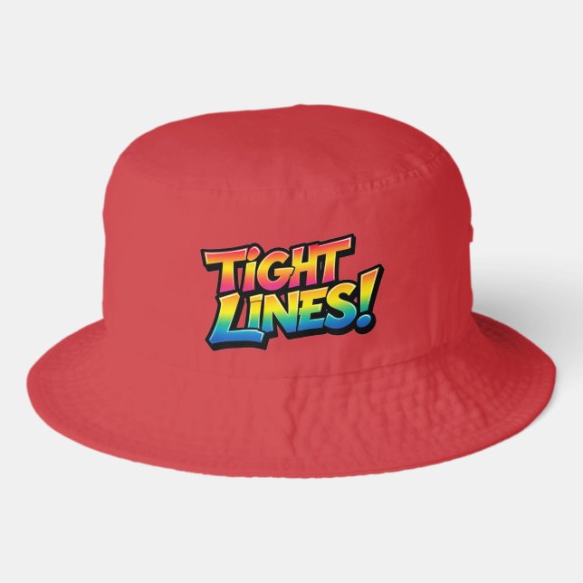 Tight Lines Rainbow Gradient Funny Fishing Gift Bucket Hat (Front)
