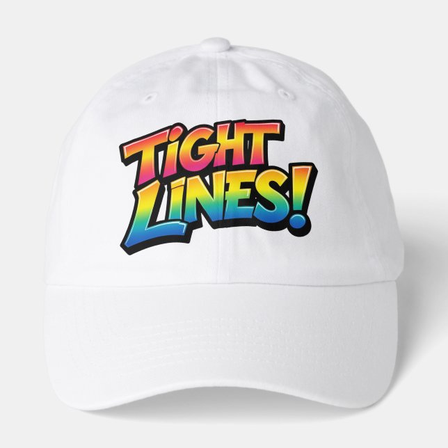 Tight Lines Rainbow Gradient Funny Fishing Gift Hat (Front)