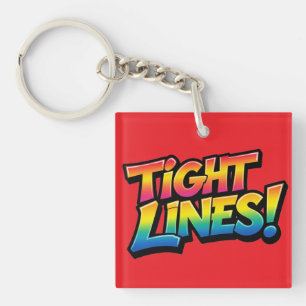 Tight Lines Rainbow Gradient Funny Fishing Gift Keychain