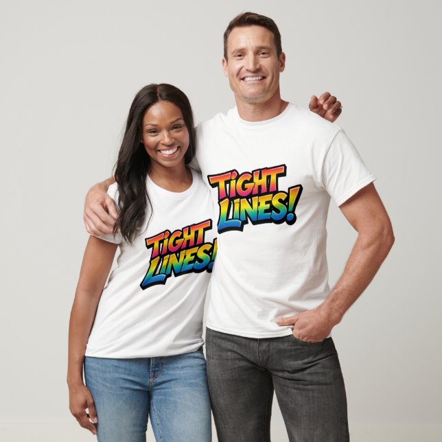 Tight Lines Rainbow Gradient Funny Fishing Gift T-Shirt (Unisex)