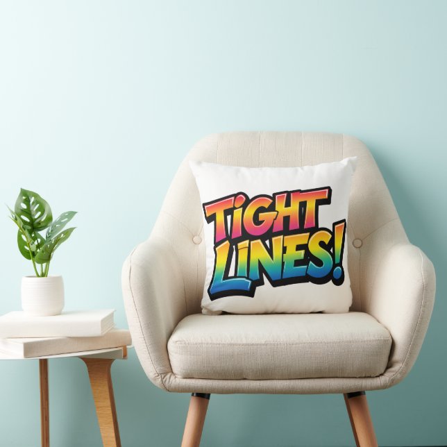 Tight Lines Rainbow Gradient Funny Fishing Gift Throw Pillow (Chair)