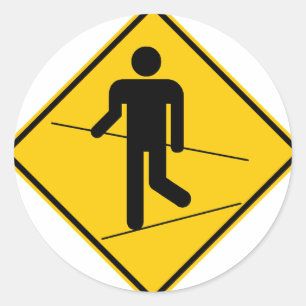 Tightrope Walker Zone Highway Sign Classic Round Sticker
