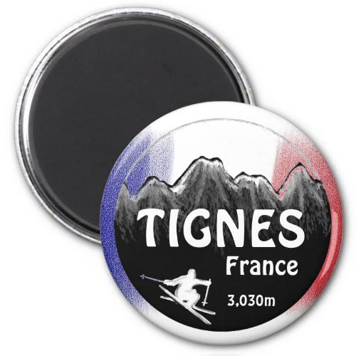 Tignes France flag ski logo art magnet