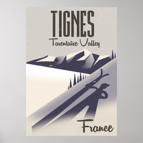 Tignes France ski travel poster