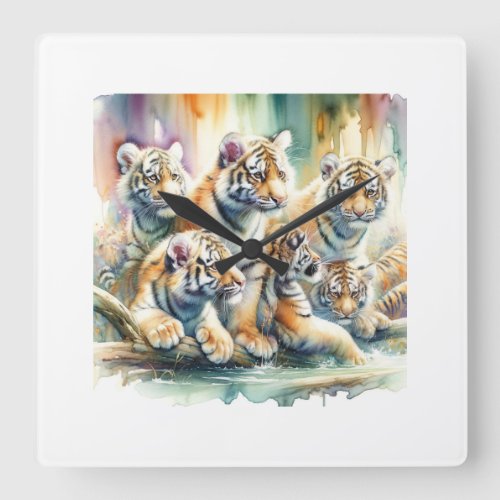 Tigon Interaction 030624AREF101 _ Watercolor Square Wall Clock