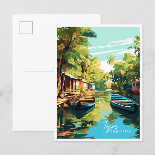 Tigre Argentina vintage travel illustration Postcard