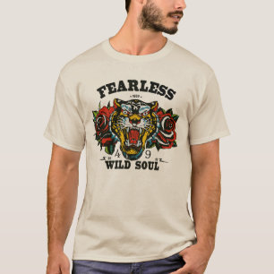 Tigre tattoo old school fleur fearless wild soul T-Shirt