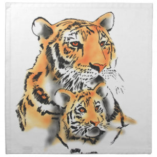 Tigress and Cub Cloth Napkin