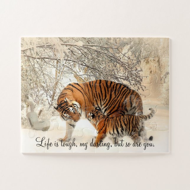 Tigress and Cub "Life is Tough, My Darling..." Jigsaw Puzzle (Horizontal)