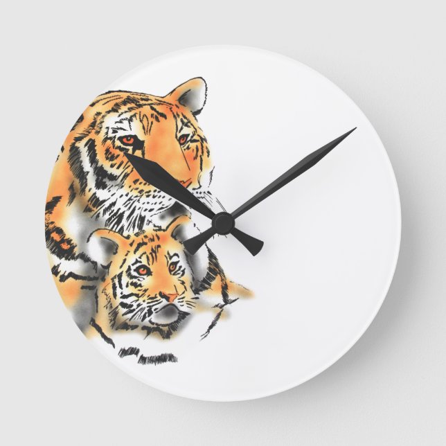 Tigress and Cub Round Clock (Front)
