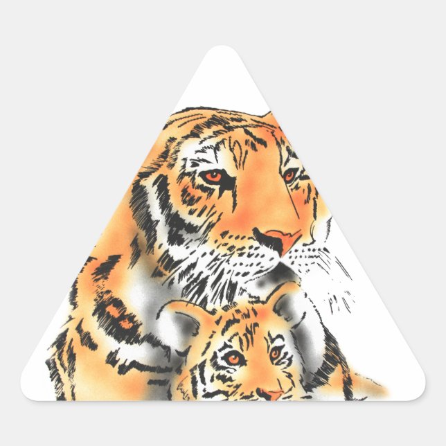 Tigress and Cub Triangle Sticker (Front)