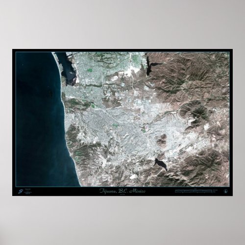 Tijuana Baja California Mexico satellite poster