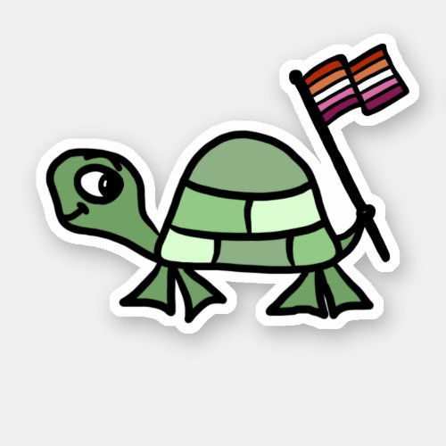 Tika the Turtle with Lesbian Pride Flag Sticker
