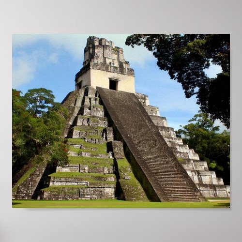 Tikal Guatemala Maya Temple Poster