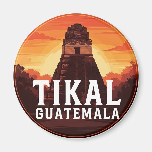 Tikal Guatemala Sunset Travel Magnet (Front)