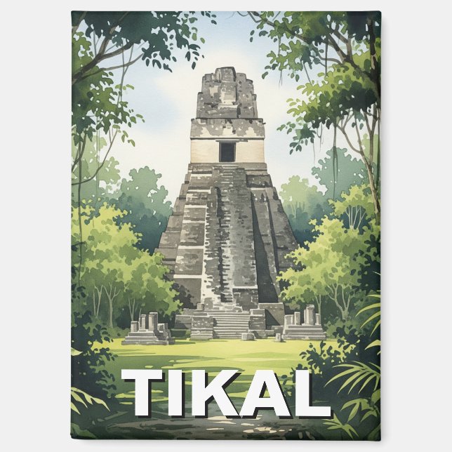 Tikal Guatemala Watercolor Magnet (Front)
