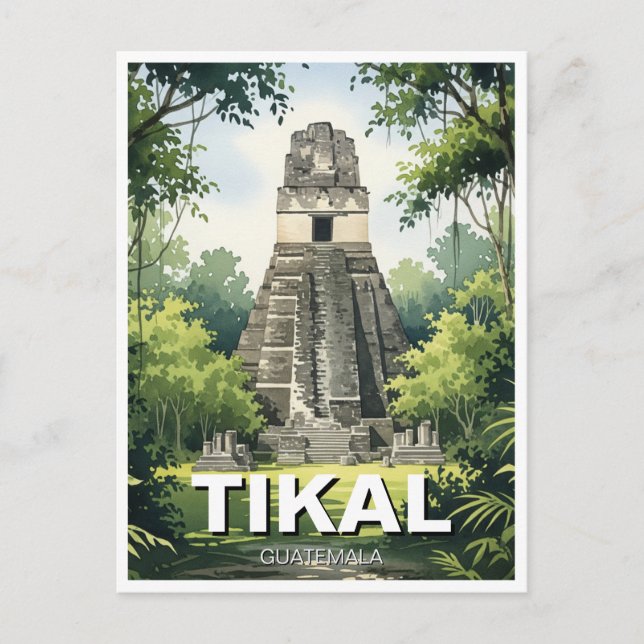Tikal Guatemala Watercolor Postcard (Front)