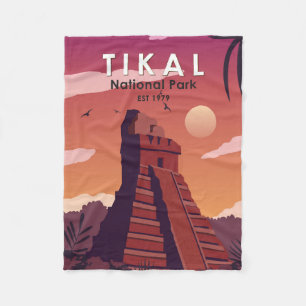 Tikal National Park Guatemala Vintage Fleece Blanket