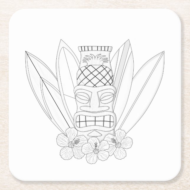 Tiki Adult Coloring Paper Coaster (Front)