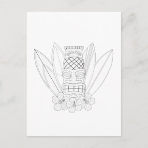 Tiki Adult Coloring Postcard