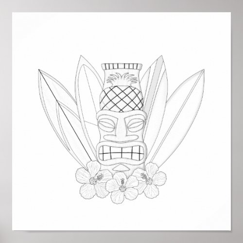 Tiki Adult Coloring Poster