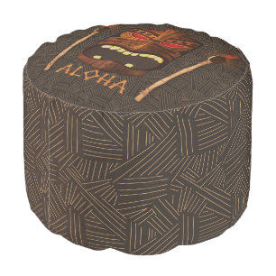 Tiki Aloha Fire Torch Tropical Hawaiian Look Pouf