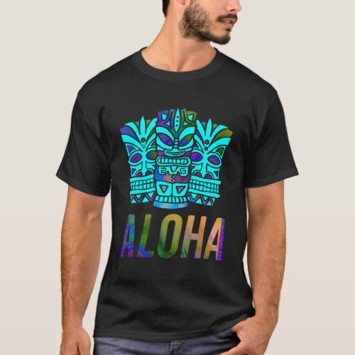 Tiki Aloha Hawaiian Travel Tropical Vacation T_Shirt