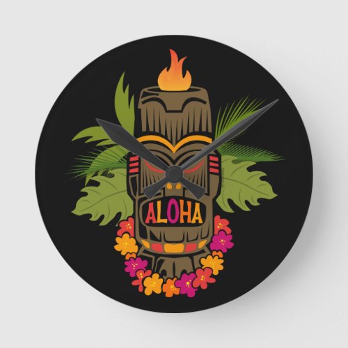 Tiki Aloha Round Clock