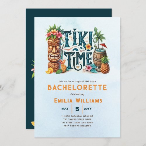 TIKI Bachelorette Tropical Luau Hawaiian Invitation