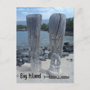 Tiki backsides Big Island Hawaii postcard