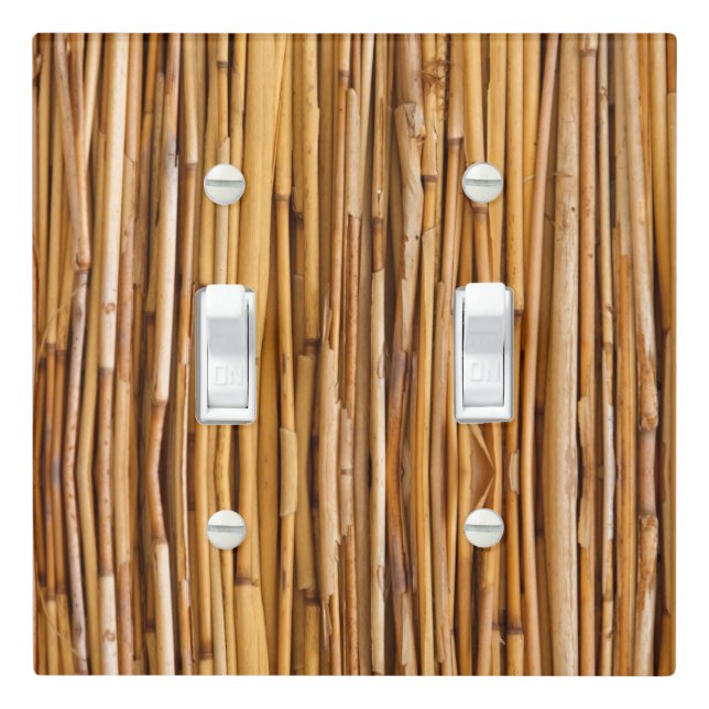 Tiki Bamboo Wood Sticks Light Switch Cover (In Situ)