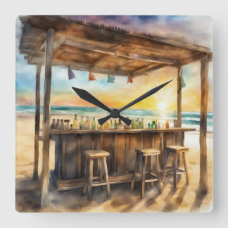 Tiki Bar 1 - Square Wall Clock