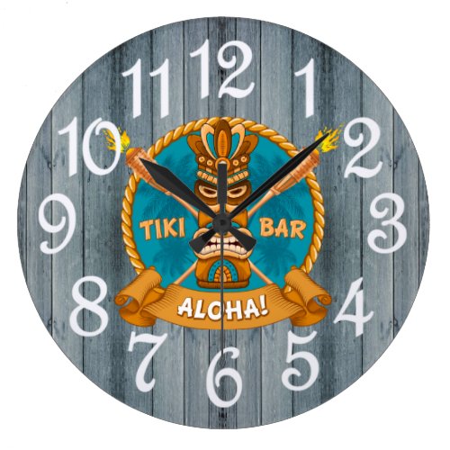 Tiki Bar Aloha Large Clock