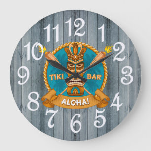 Tiki Bar Aloha Large Clock