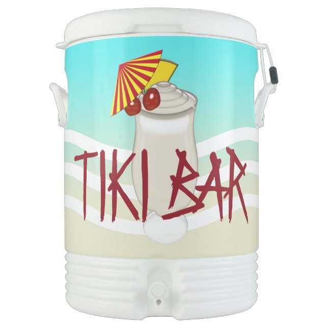 Tiki Bar Beach Waves Beverage Cooler (Front)