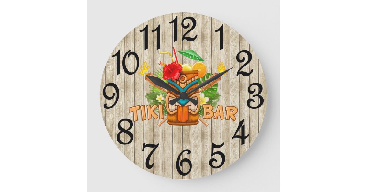 Tiki Bar Beige Acrylic Wall Clock | Zazzle