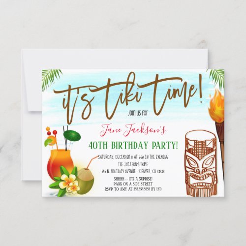 Tiki Bar Birthday Party Invitation