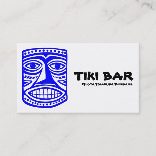 Customizable Tiki Bar - Blue, Black & White Business Cards