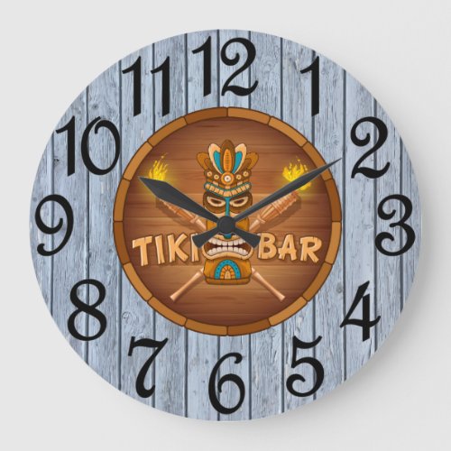 Tiki Bar Blue Large Clock